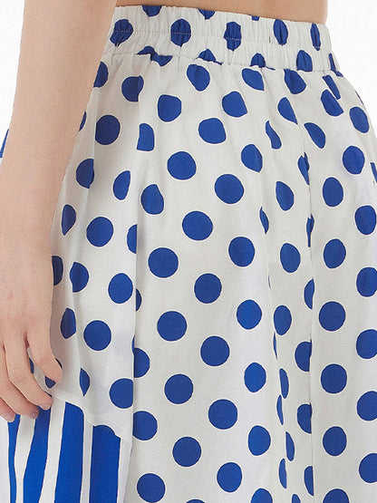 High Waisted Loose Polka-Dot Split-Joint Striped Skirts Bottoms