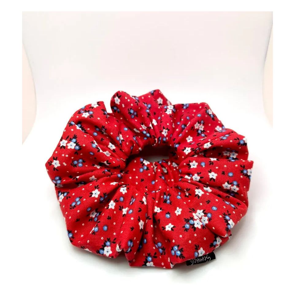 Red Floral Patriotic Scrunchie