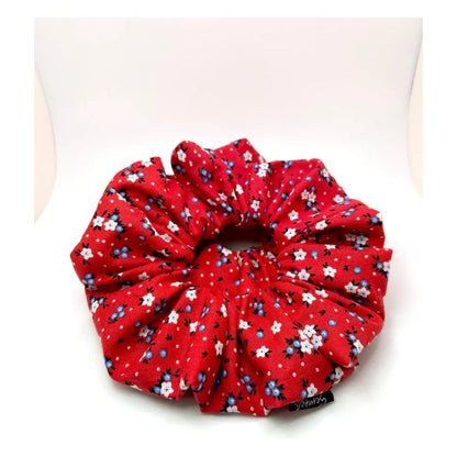 Red Floral Patriotic Scrunchie
