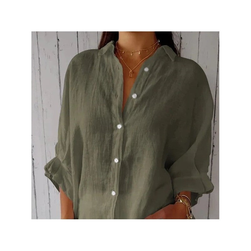 Relaxed Fit Solid Color Back Strap Blouse