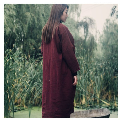Embroidered Maxi Dress with Solid Color Long Sleeves