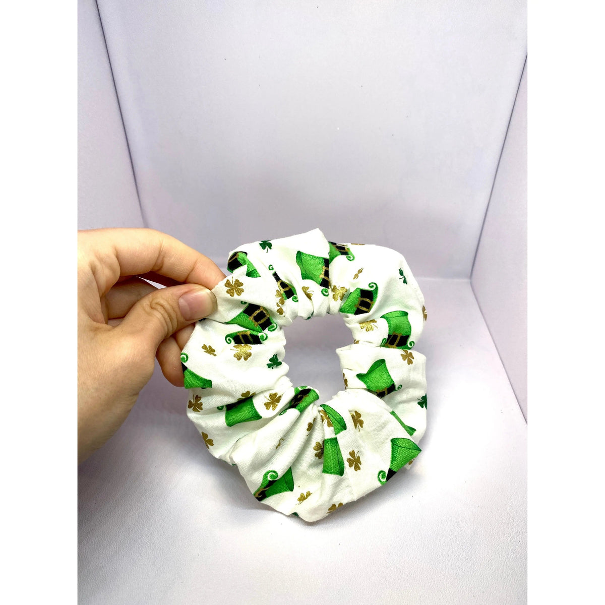 Mini White Leprechaun Hat St Patrick's Scrunchie
