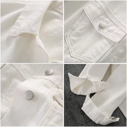 Oversized Vintage White Denim Jacket