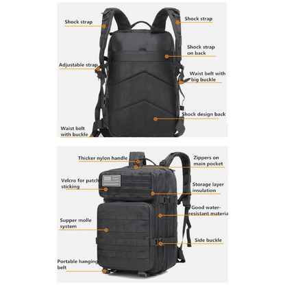 JupiterGear Military 3P Tactical 45L Backpack Army 3 Day Assault Pack Molle Bag Rucksack Range Bag
