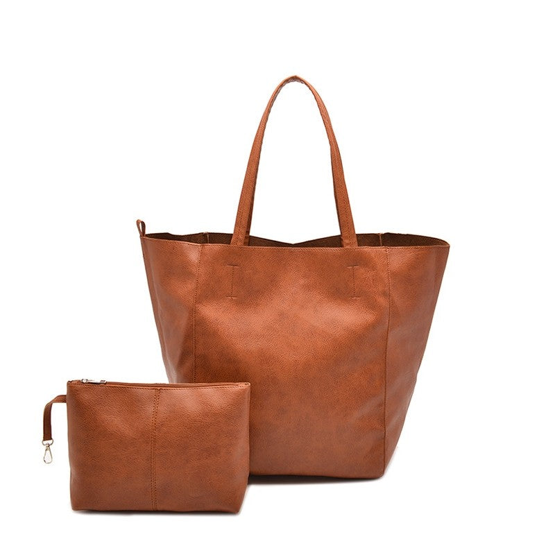 Large Capacity Soft Leather Shoulder Tote Bag