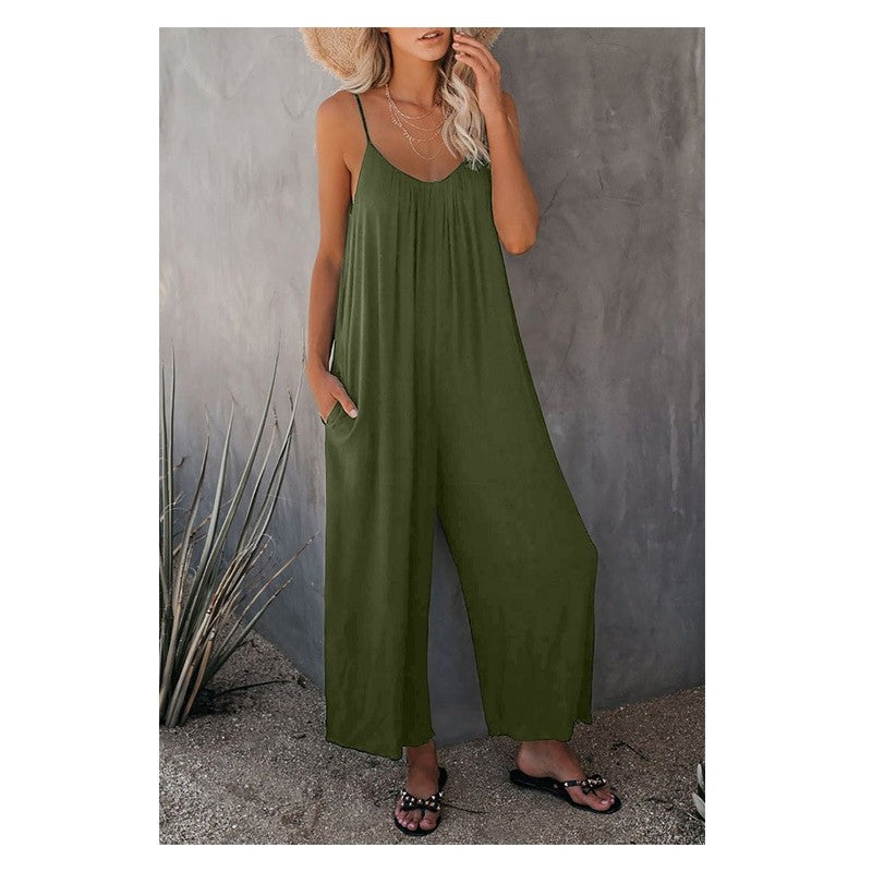 Spaghetti Strap Wide Leg Jumpsuit