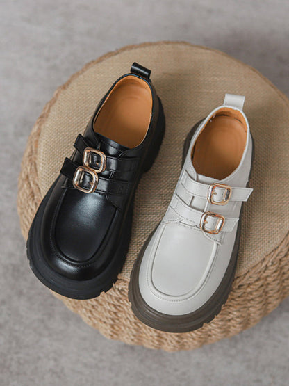 Round-Toe Split-Joint Loafers Platform Shoes