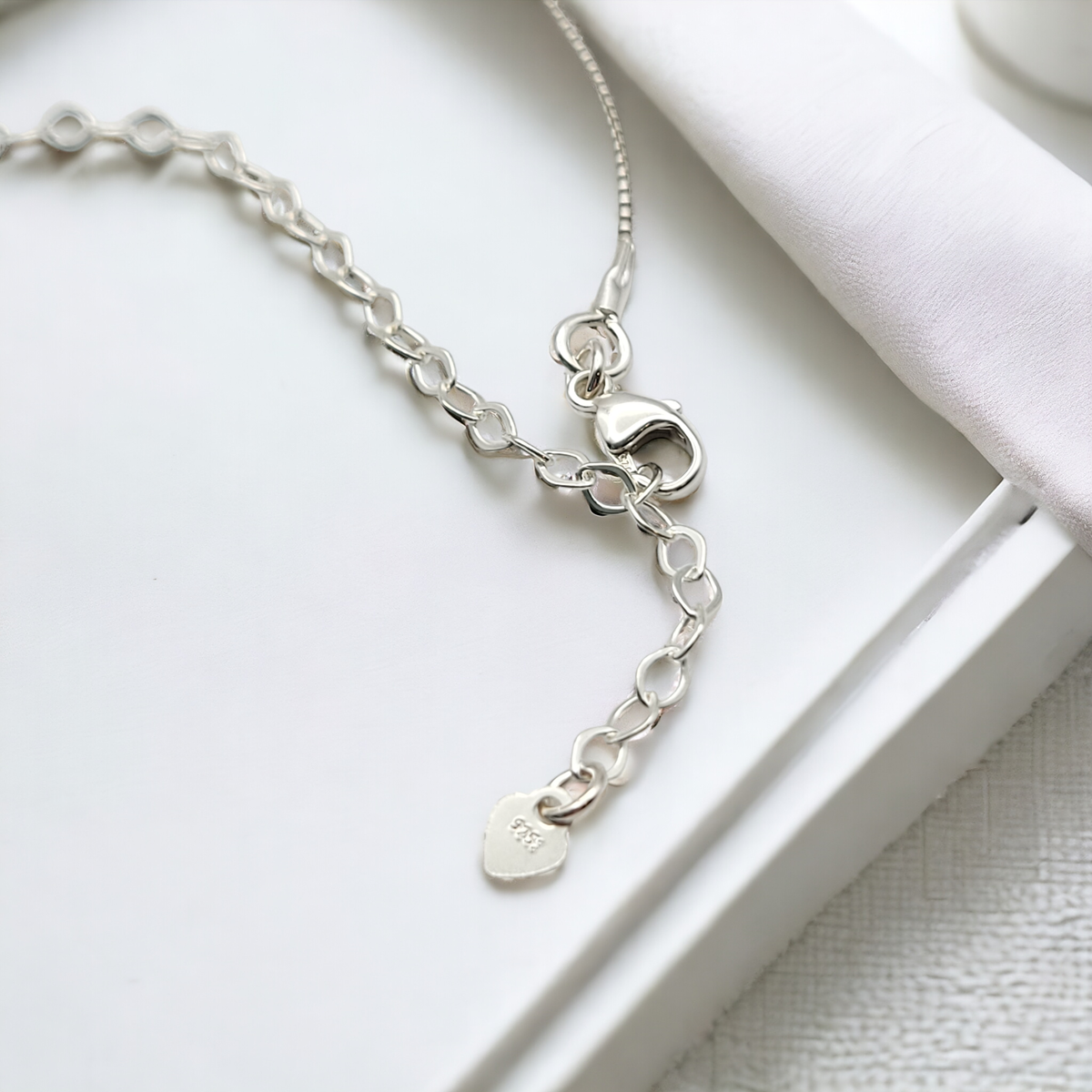 Adjustable Sterling Silver Necklace with Larimar Quartz