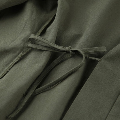 Women's Cotton Linen Lightweight Two-Piece Pajama Set
