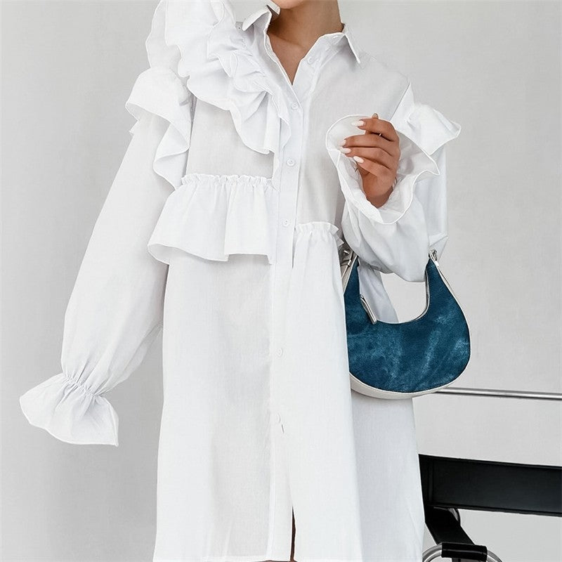 Casual Chic Relaxed Fit Long Sleeve Shirt Dress