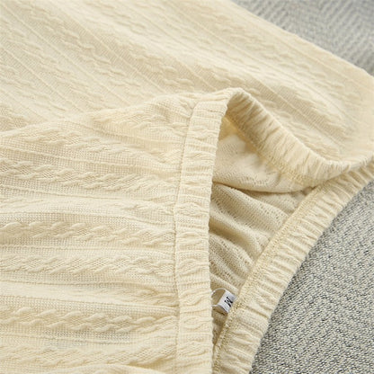 Solid Color Knitted V-Neck Cardigan and Pants Lounge Suit