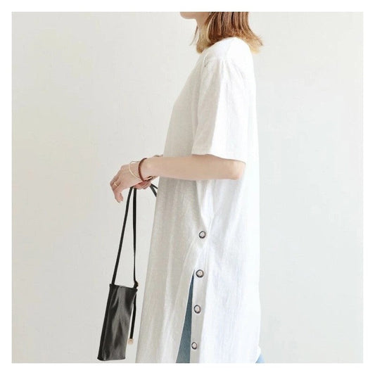 Relaxed Fit Round Neck Longline T-Shirt