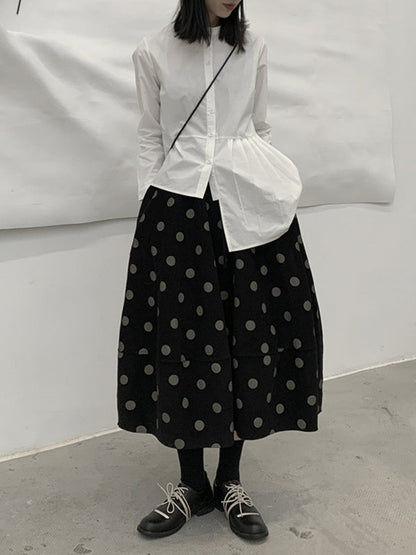High Waisted Loose Elastics Polka-Dot Printed Split-Joint Skirts