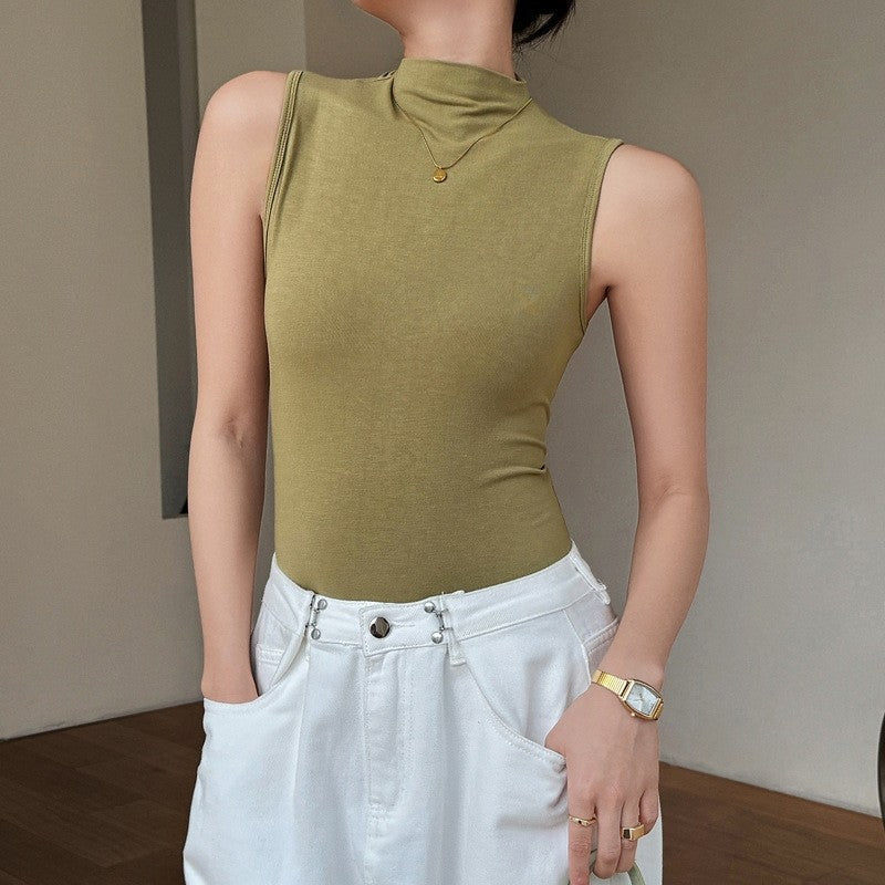 French Round Neck Solid Color Camisole