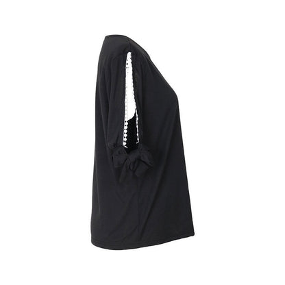Hollow Out Cold Shoulder Black Fashion Top