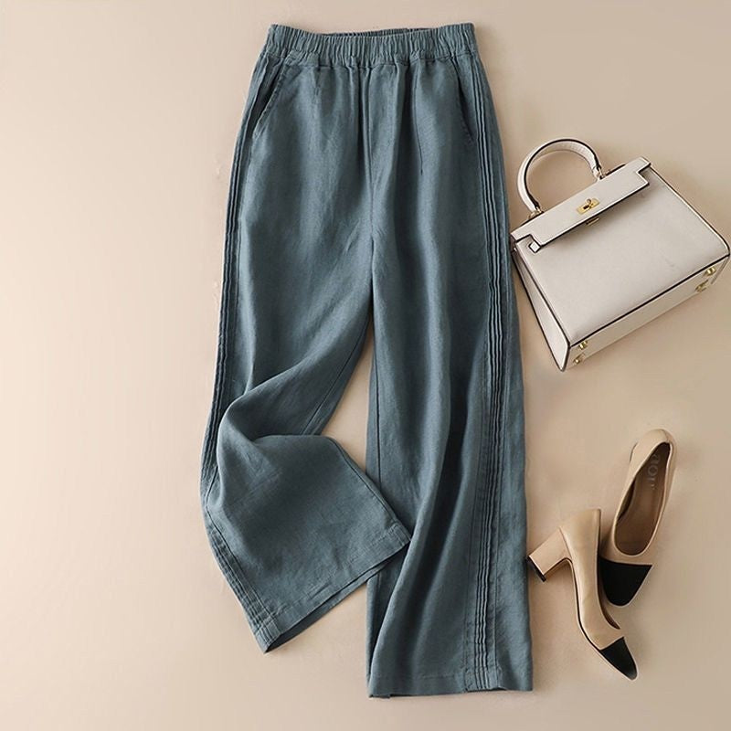 Slim Fit High-Waisted Straight Leg Casual Pants