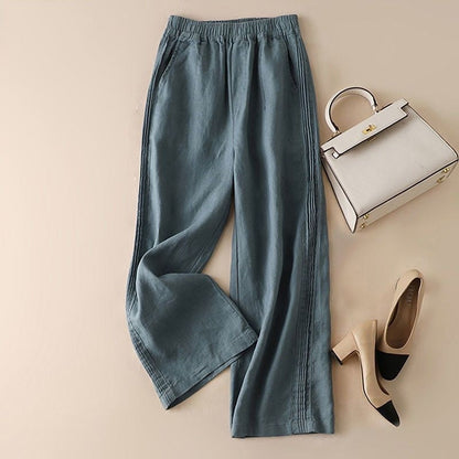 Slim Fit High-Waisted Straight Leg Casual Pants