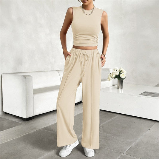 Sleek Sleeveless Top and Long Pant Set