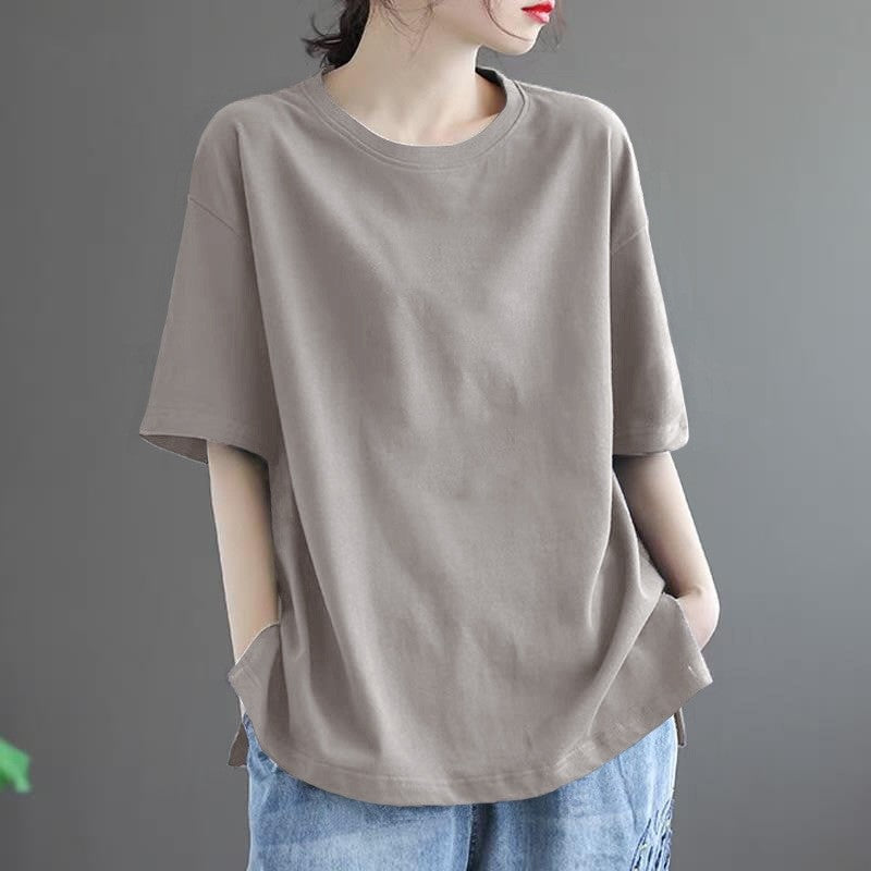 Casual Loose-Fit Solid Color T-Shirt