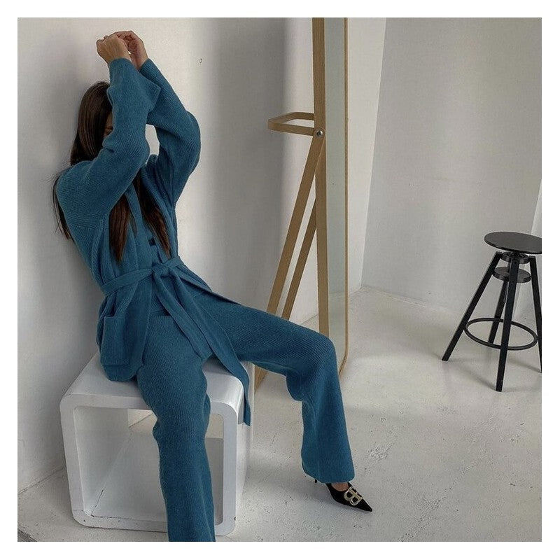 Cozy Cardigan and Matching Trousers Ensemble