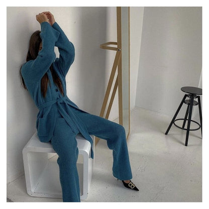 Cozy Cardigan and Matching Trousers Ensemble