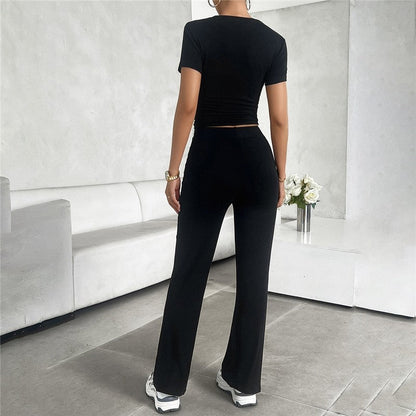 Stylish Monochrome Round Neck Urban Casual Suit