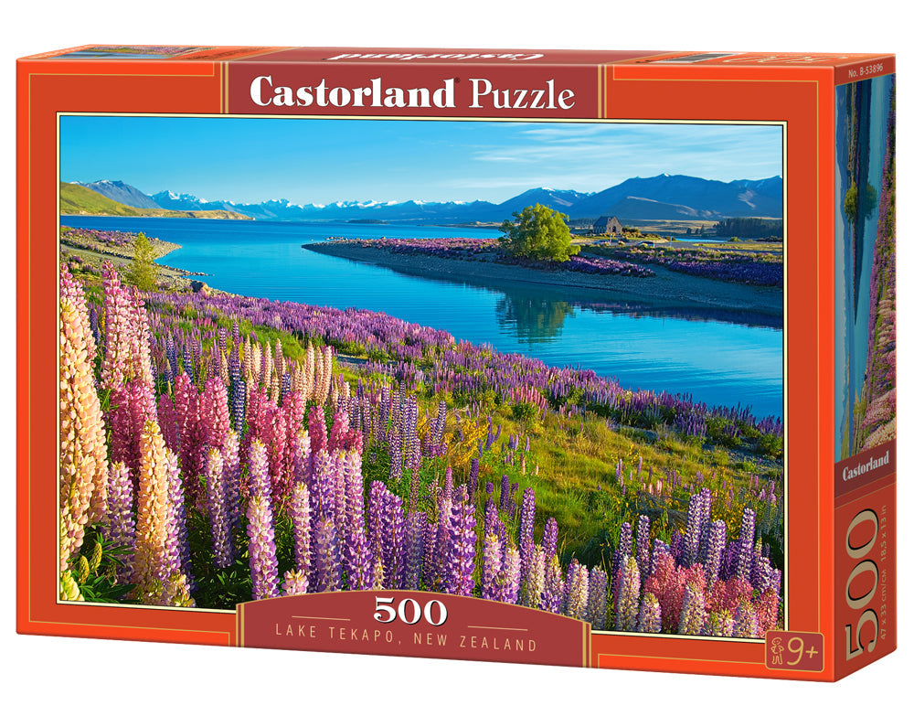 500 Piece Jigsaw Puzzle, Lake Tekapo, New Zealand, Mackenzie Region, Flower puzzle, Vibrant natural beauty, Adult Puzzle, Castorland B-53896
