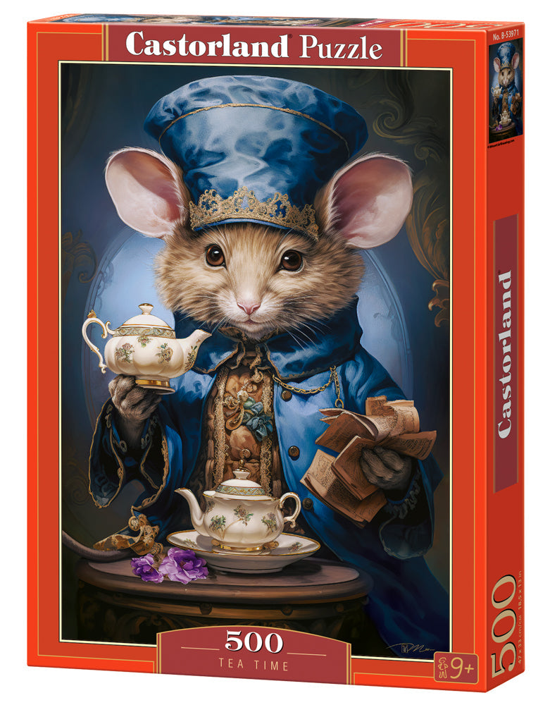 500 Piece Jigsaw Puzzle, Tea Time, Art. Puzzle, Mouse and small teapot and saucer, Adult Puzzle, Castorland B-53971