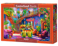 500 Piece Jigsaw Puzzle, Parrots in Paradise, Tropical interior, Colorful puzzles, Animal puzzles, Adult Puzzle, Castorland B-53995