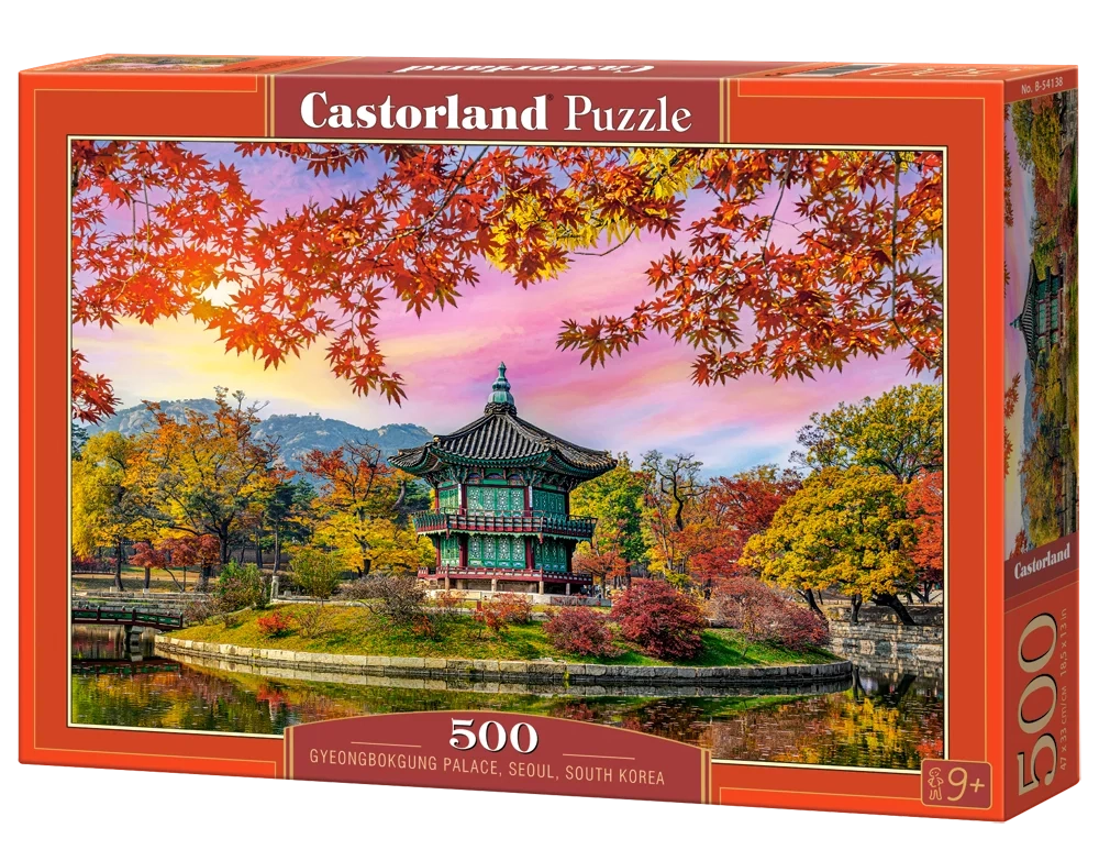 500 Piece Jigsaw Puzzle, Gyeongbokgung Palace, Seoul, South Korea, Autumn Leaves, Fall Scenery, Colorful, Reflection, Adult Puzzle, Castorland B-54138
