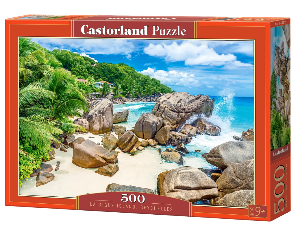 500 Piece Jigsaw Puzzle, La Digue Island, Seychelles, Tropical beach puzzle, Paradise Island, Landscape jigsaw, Adult Puzzle, Castorland B-54251