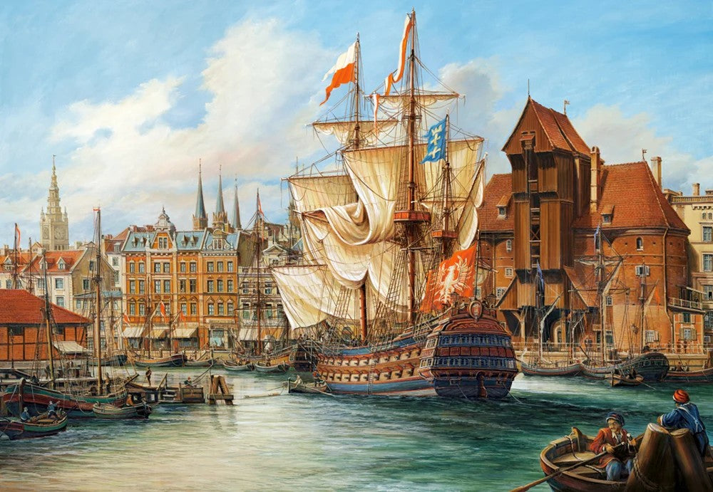 1000 Piece Jigsaw Puzzle, The Old Gdansk, Poland, historic sailing ship, Adult Puzzle, Castorland C-102914-2