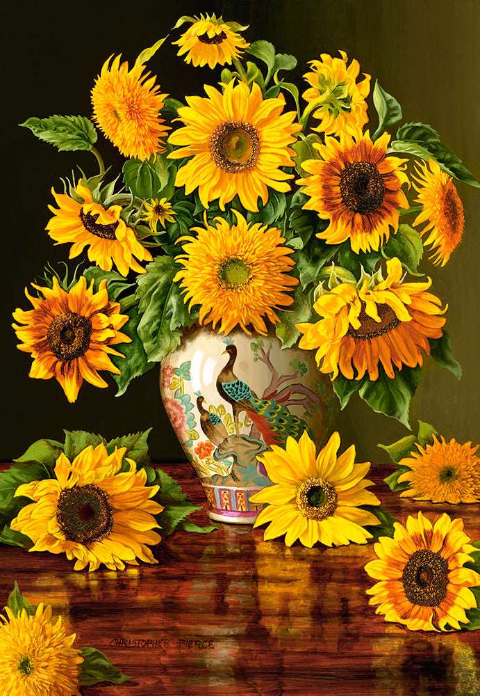 1000 Piece Jigsaw Puzzle, Sunflowers in a Vase, Christopher Pierce, Flower and plants Puzzle, Painting Puzzle, Adult Puzzle, Castorland C-103843-2