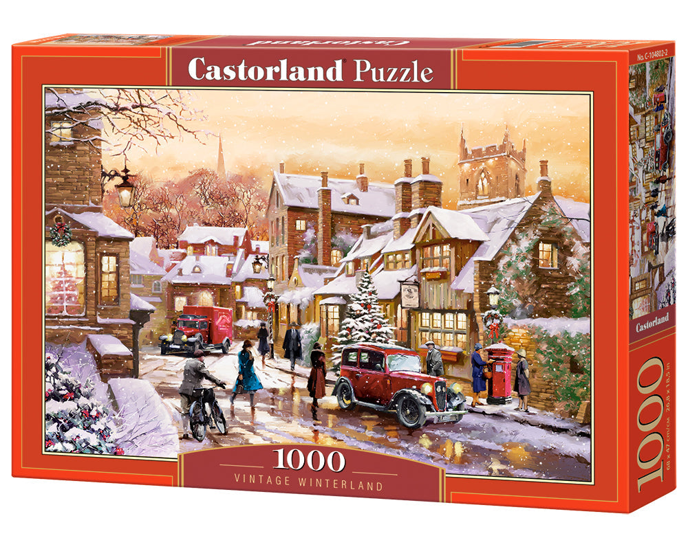 1000 Piece Castorland Jigsaw Puzzle – Vintage Winterland | Snowy Winter Scene Puzzle for Adults