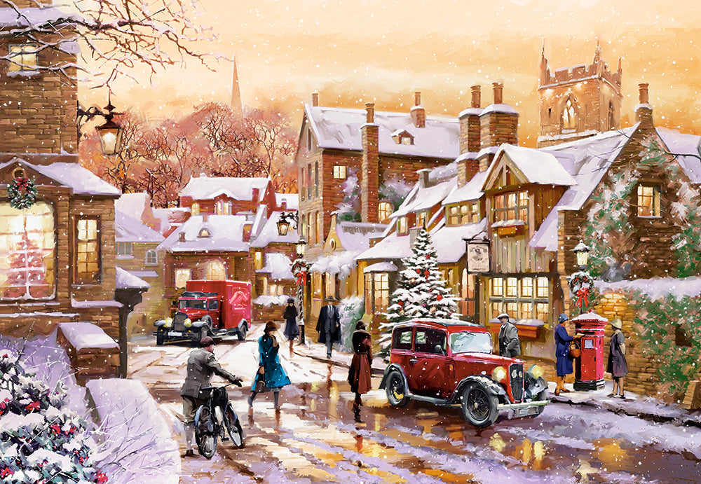 1000 Piece Castorland Jigsaw Puzzle – Vintage Winterland | Snowy Winter Scene Puzzle for Adults