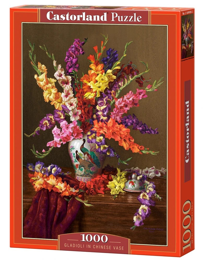 1000 Piece Jigsaw Puzzle, Gladioli in Chinese Vase, Flower puzzles, Still nature painting, Art. puzzle, Adult Puzzle, Castorland C-104949-2