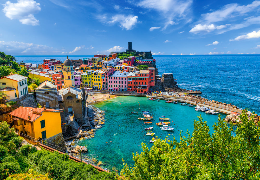 1000 Piece Jigsaw Puzzle, Vernazza, Cinque Terre, Italy, Mediterranean coast, Fishing boats, Adult Puzzle, Castorland C-105298-2