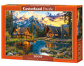1000 Piece Jigsaw Puzzle, Summertime Evening, Cozy mountain cabins, Peaceful beauty, Sunset, Adult Puzzle, Castorland C-105397-2