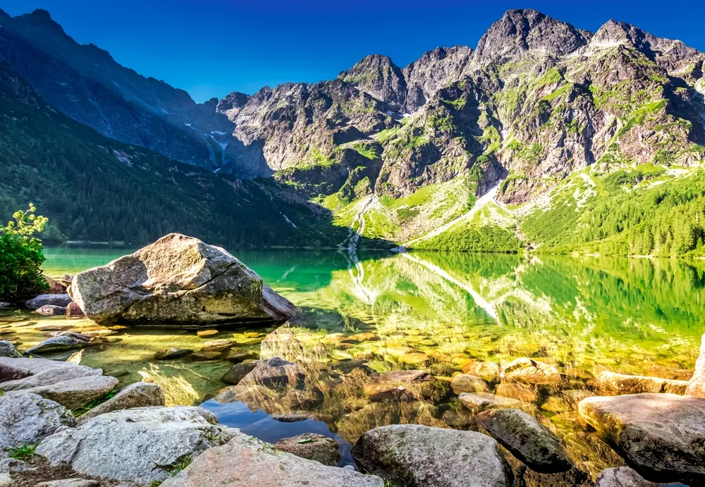 1500 Piece Jigsaw Puzzle, Sunrise at Morskie Oko, Tatras, Poland, Rocky Peak Nature Scene, Mountain landscape, Adult Puzzle, Castorland C-152216-2