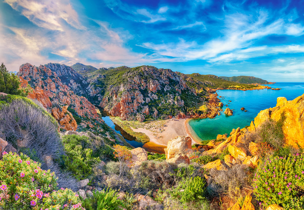 1500 Piece Jigsaw Puzzle, Costa Paradiso, Sardinia, Mediterranean, Italy, rock formations and pristine sand, Adult Puzzle, Castorland C-152254-2
