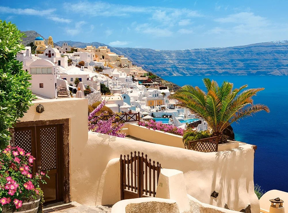 2000 Piece Jigsaw Puzzle, Santorini, Greece, Aegean Sea, Touristic place, Travel jigsaw puzzles, Holiday place, Mediterranean, Adult Puzzle, Castorland C-200672-2