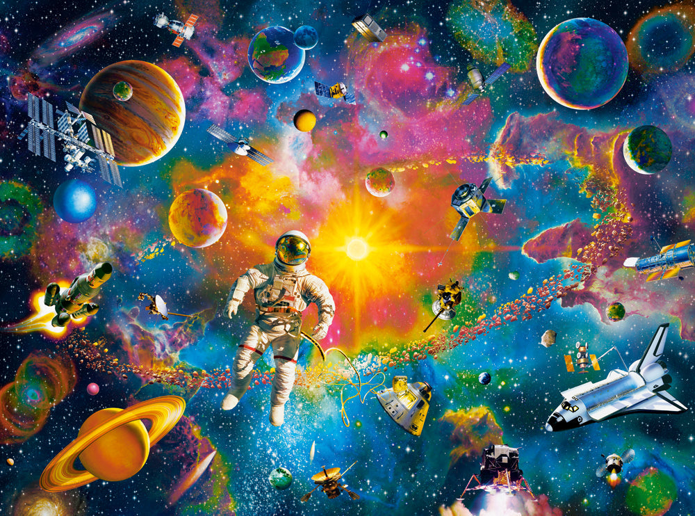 2000 Piece Jigsaw Puzzle, Man in Space, Sparkling stars, Astronaut, Space scene, Adult Puzzle, Castorland C-200849-2