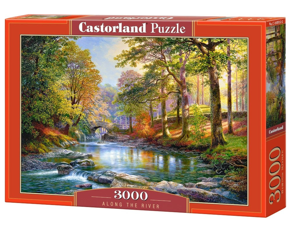 3000 Piece Jigsaw Puzzle, Along the River, Forest stream, Relaxing scene, Charming view jigsaw, Nature puzzle, Adult Puzzle, Castorland C-300532-2