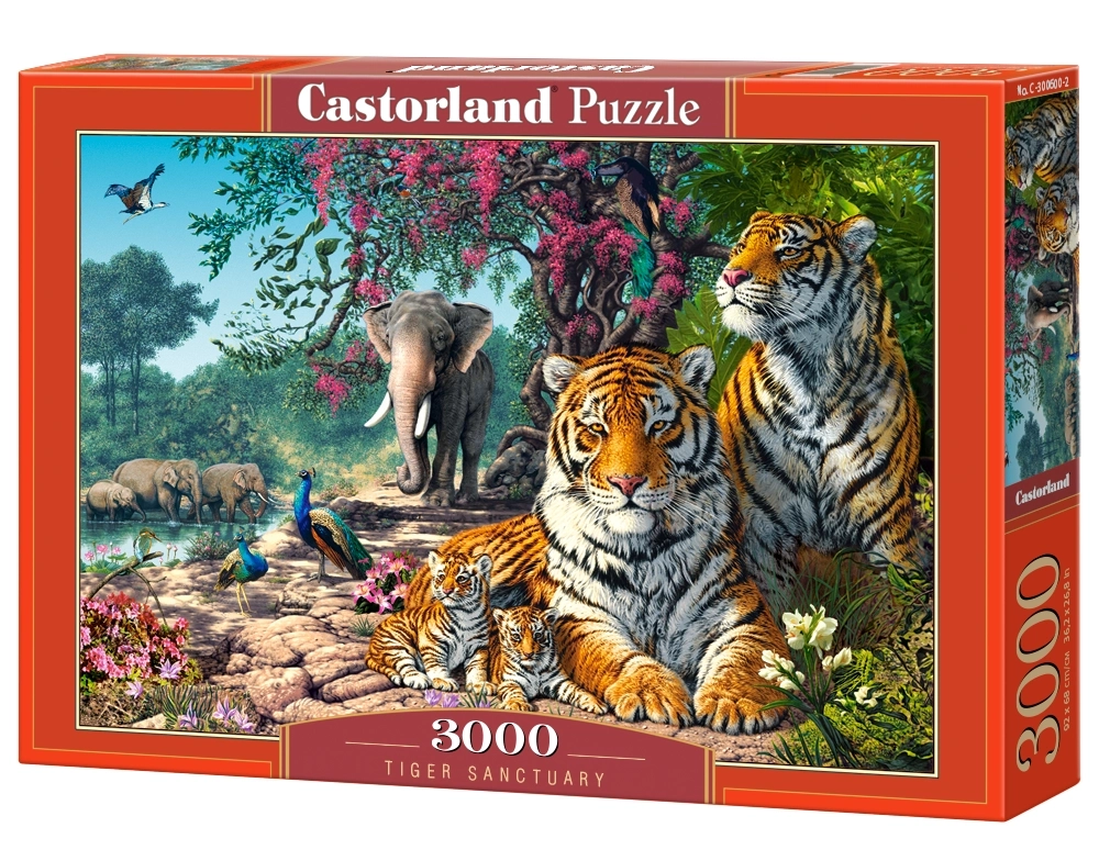 3000 Piece Jigsaw Puzzle, Tiger Sanctuary, Jungle wildlife puzzle, nature landscape, Adult Puzzle, Castorland C-300600-2