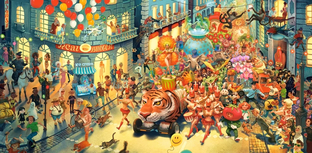 4000 Piece Jigsaw Puzzle, Carnaval in Rio, Street Party Jigsaw, Whimsical City Parade, Adult Puzzle, Castorland C-400379-2