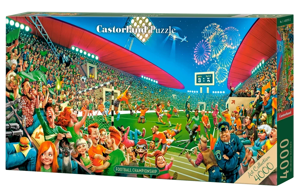 4000 Piece Jigsaw Puzzle, Football Championship, Funny sports puzzle, Soccer Match, Cartoon Chaos Style, Adult Puzzle, Castorland C-400393-2