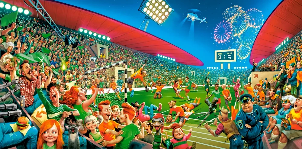 4000 Piece Jigsaw Puzzle, Football Championship, Funny sports puzzle, Soccer Match, Cartoon Chaos Style, Adult Puzzle, Castorland C-400393-2
