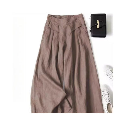 High-Waisted Linen and Cotton Blend Culottes