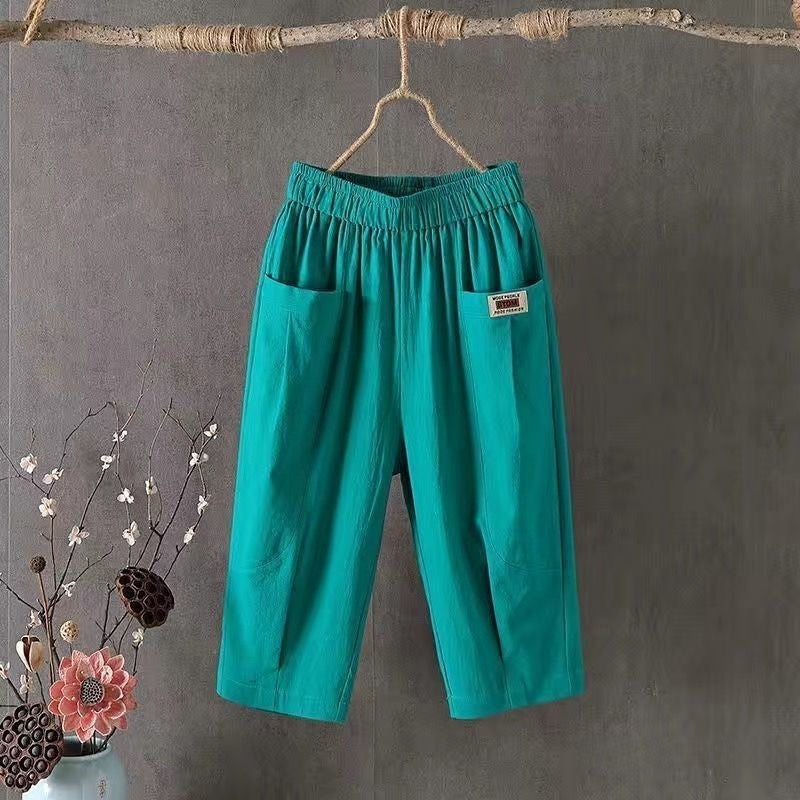 Breathable Loose-Fit Cropped Harem Pants with Elastic Waist for Ultimate Comfort