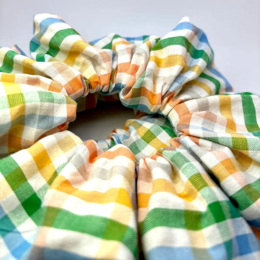 Blue & Orange Plaid Scrunchie